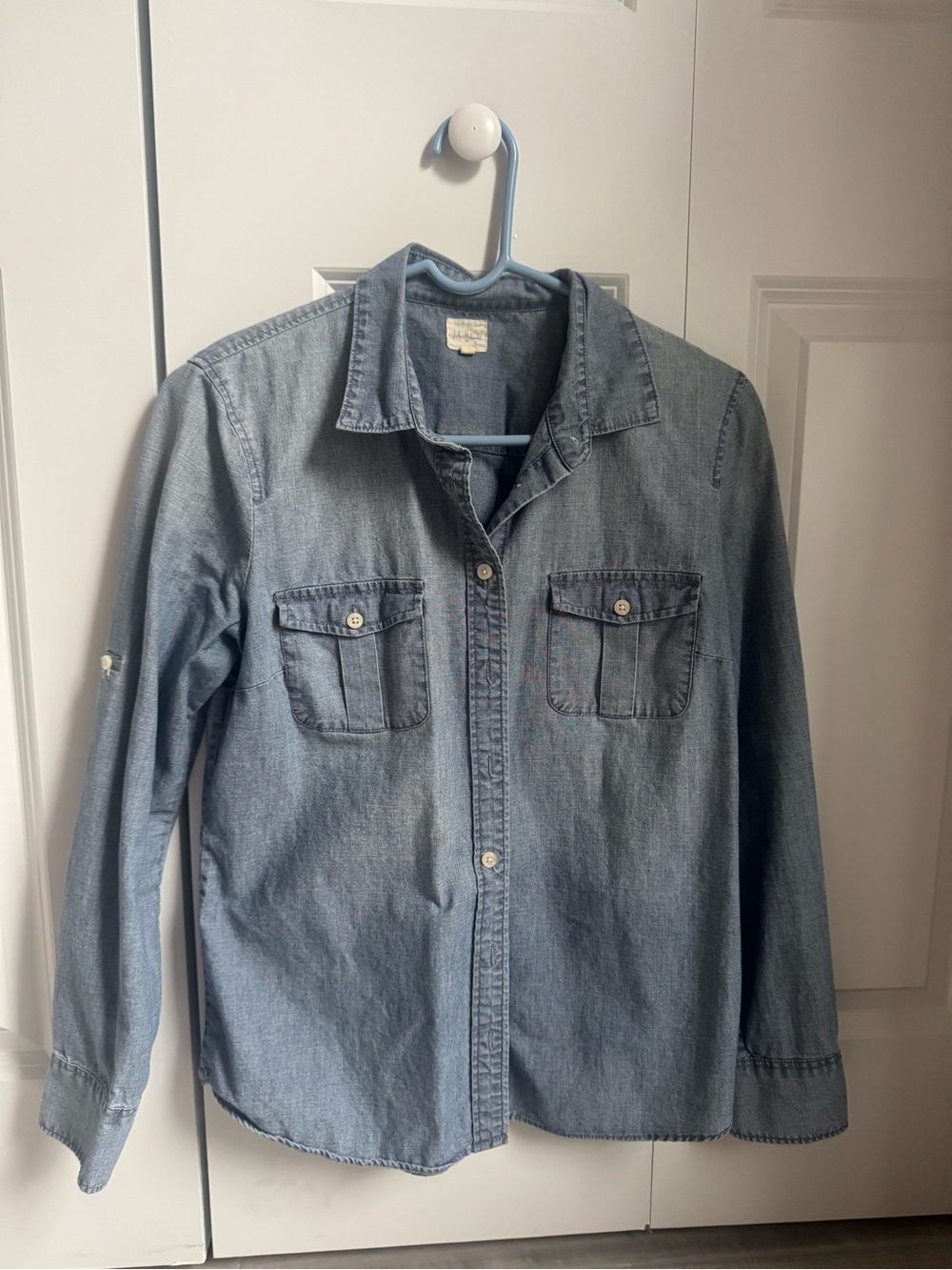 J.Crew Blue Chambray Denim Button Down Shirt Size Small